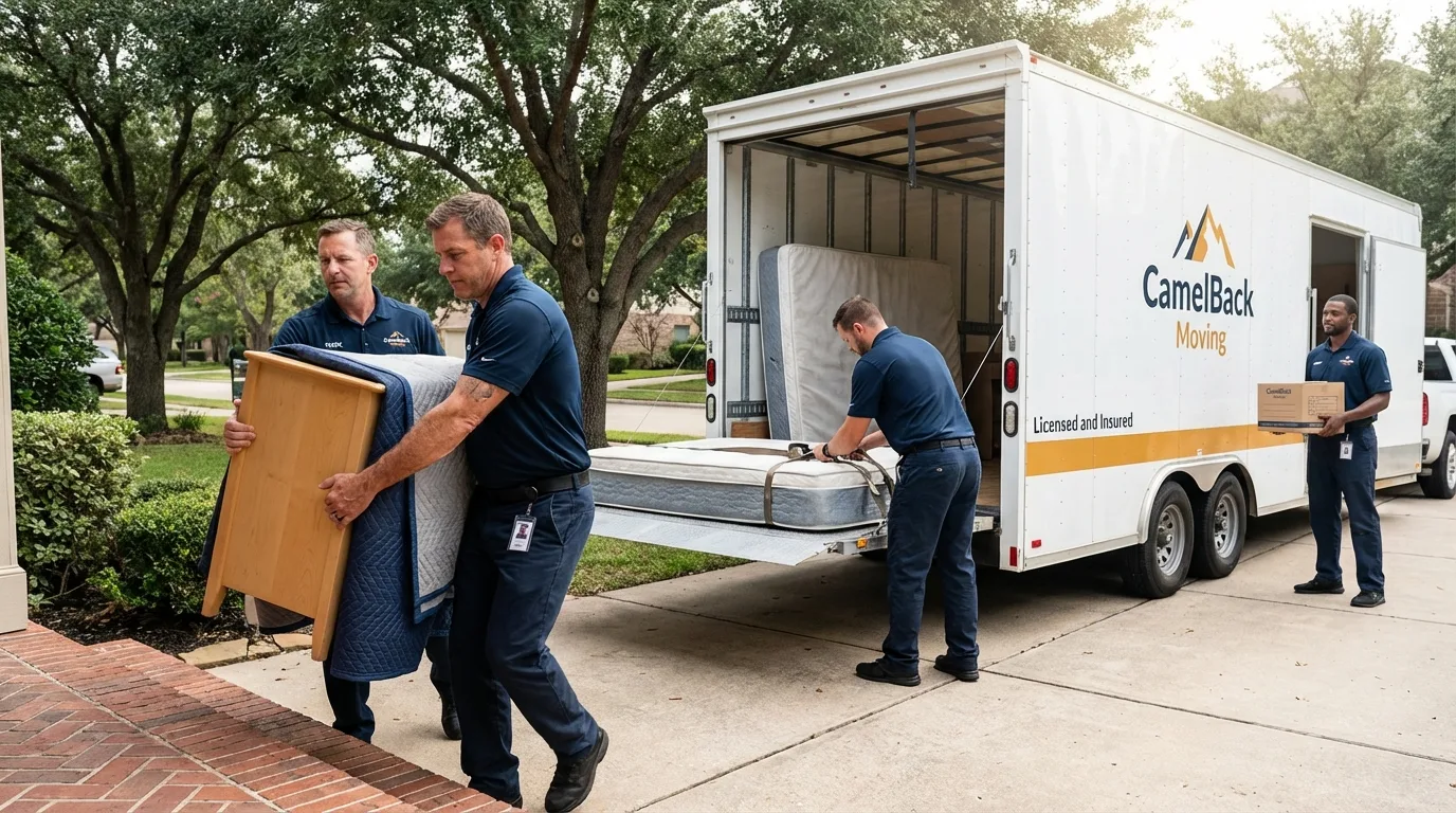 Crew loading residential truck for cross-state move from Lyman, WY