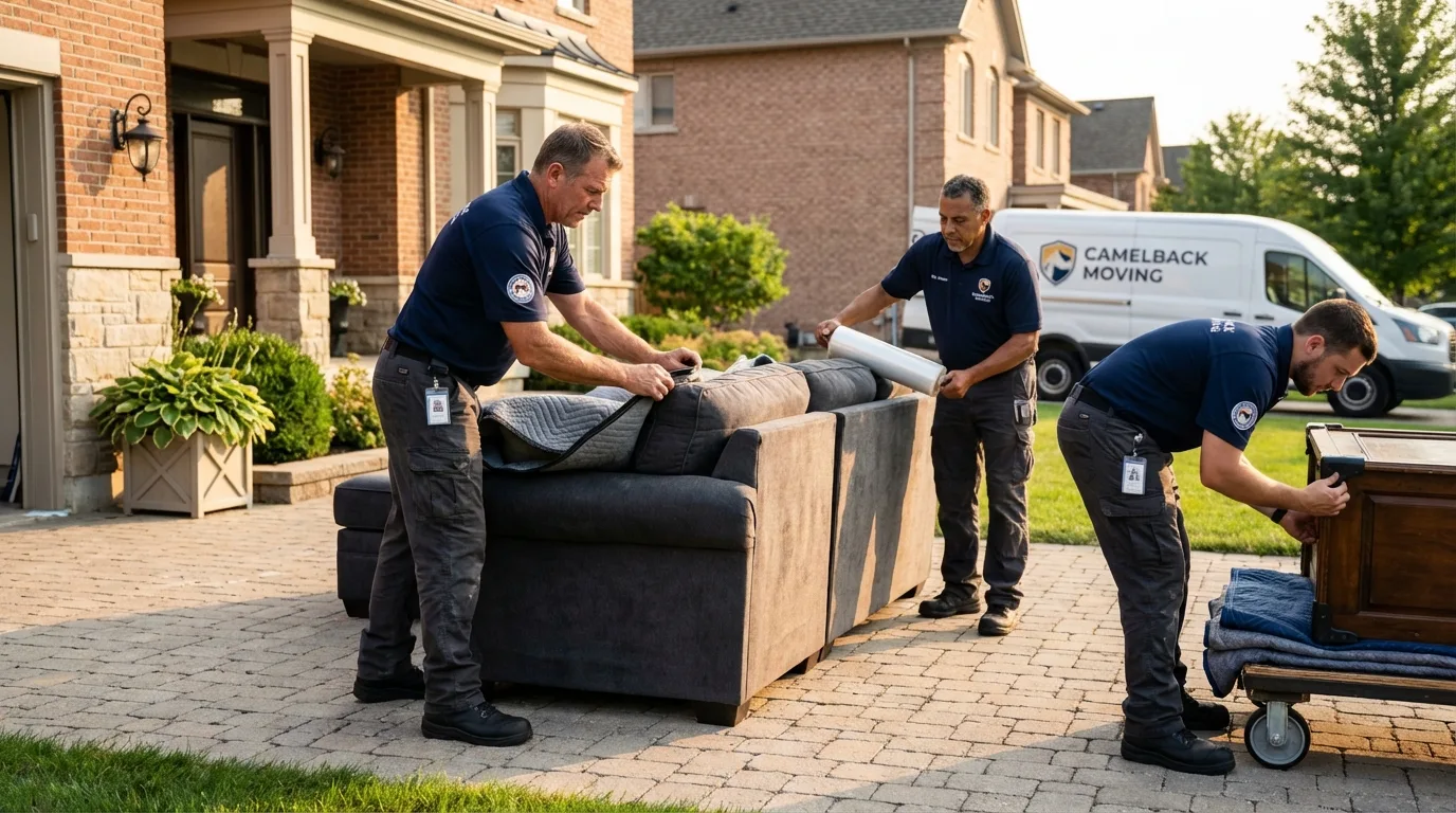 Large estate moving crew wrapping furniture in Lyman, WY